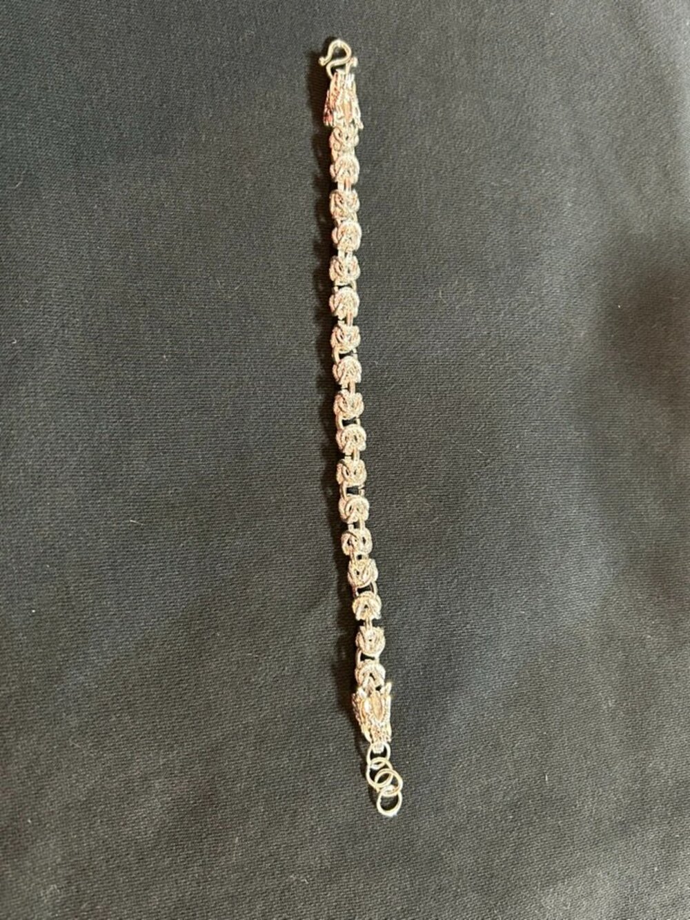 Silver Dragon Head Link Bracelet Heavy Ornate Scale Chain 8.5" S-Hook Clasp